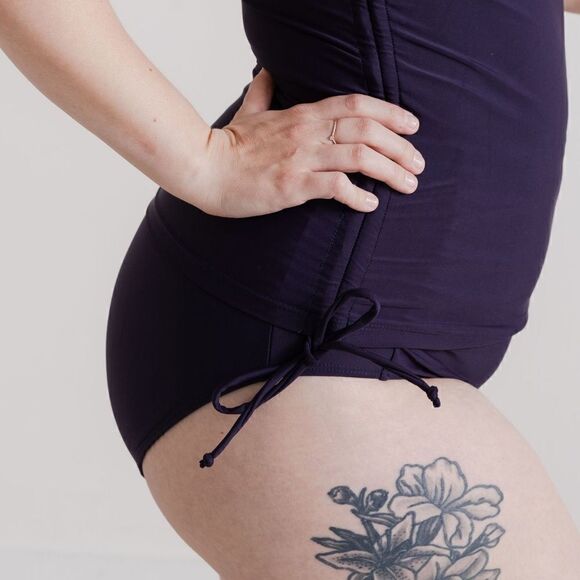 Purple High Waist Ruched Full Coverage Swimsuit Bottom - Picture 10 of 15